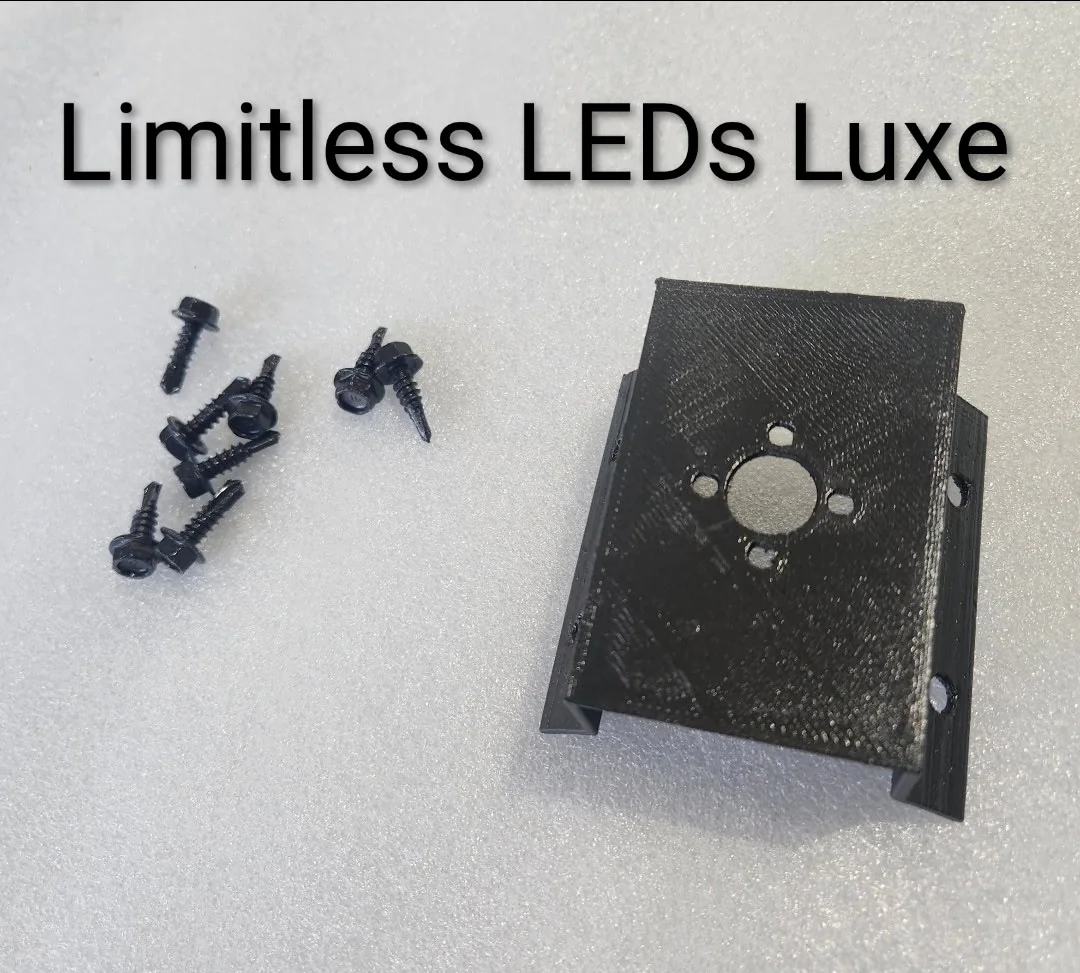 Limitless LEDs Luxe: a 3D-printed mounting bracket with color-matched black hex screws