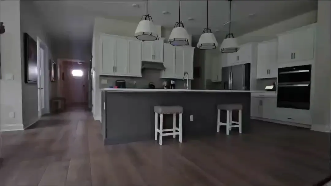 The kitchen the moment the lighting switches on